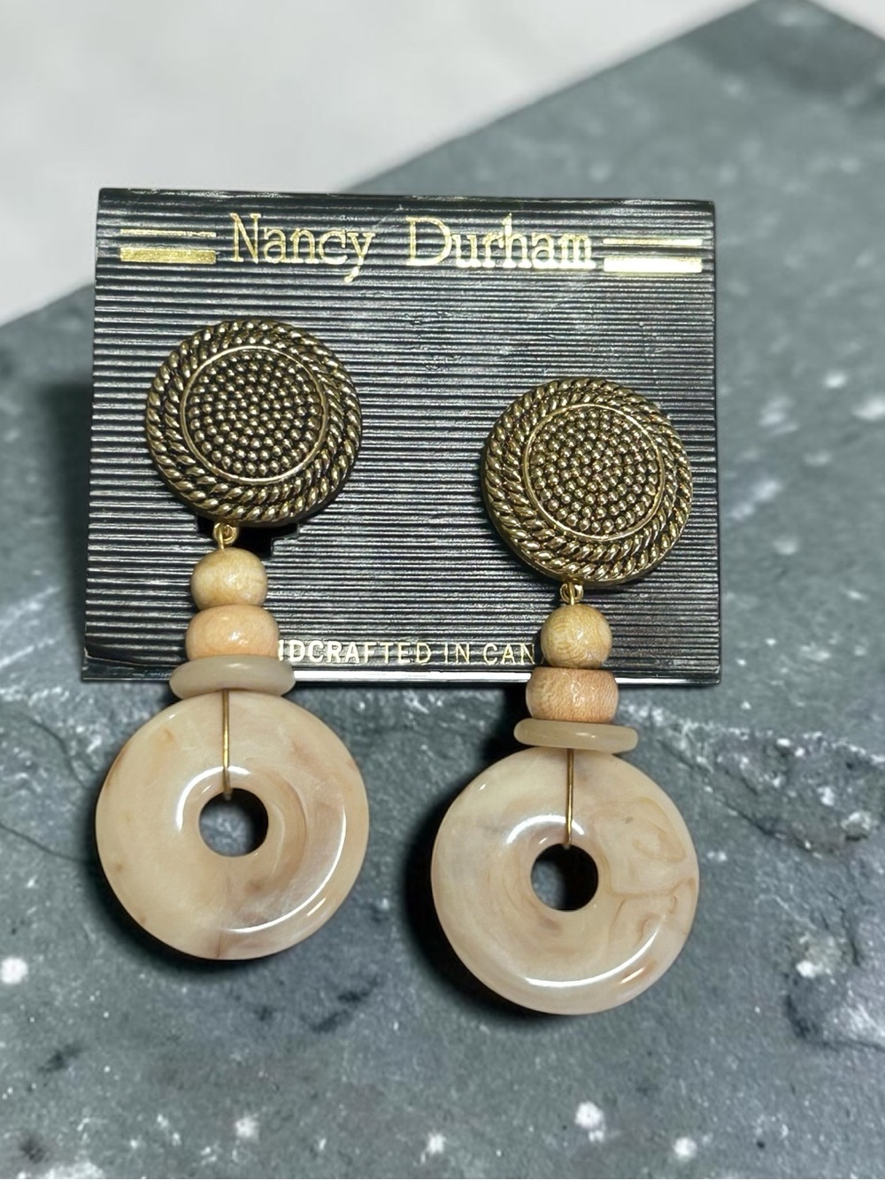 VTG Nancy Durham Handcrafted Canada Statement Dangle Drop Earrings